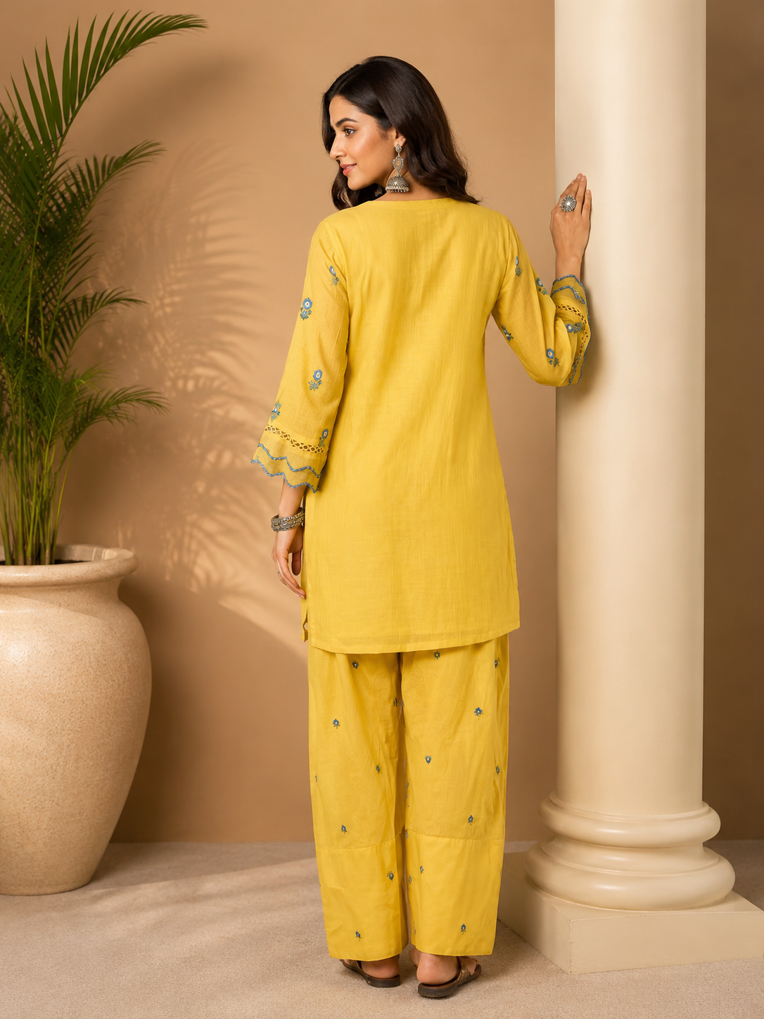 Mustard Yellow Embroidered Kurta Set With Dupatta
