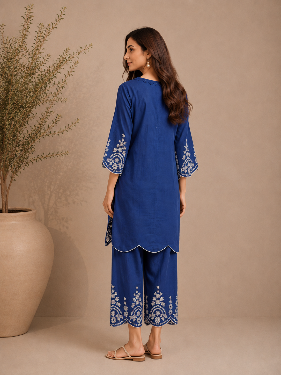 Midnight Noor Embroidered Kurta Set with Organza Dupatta