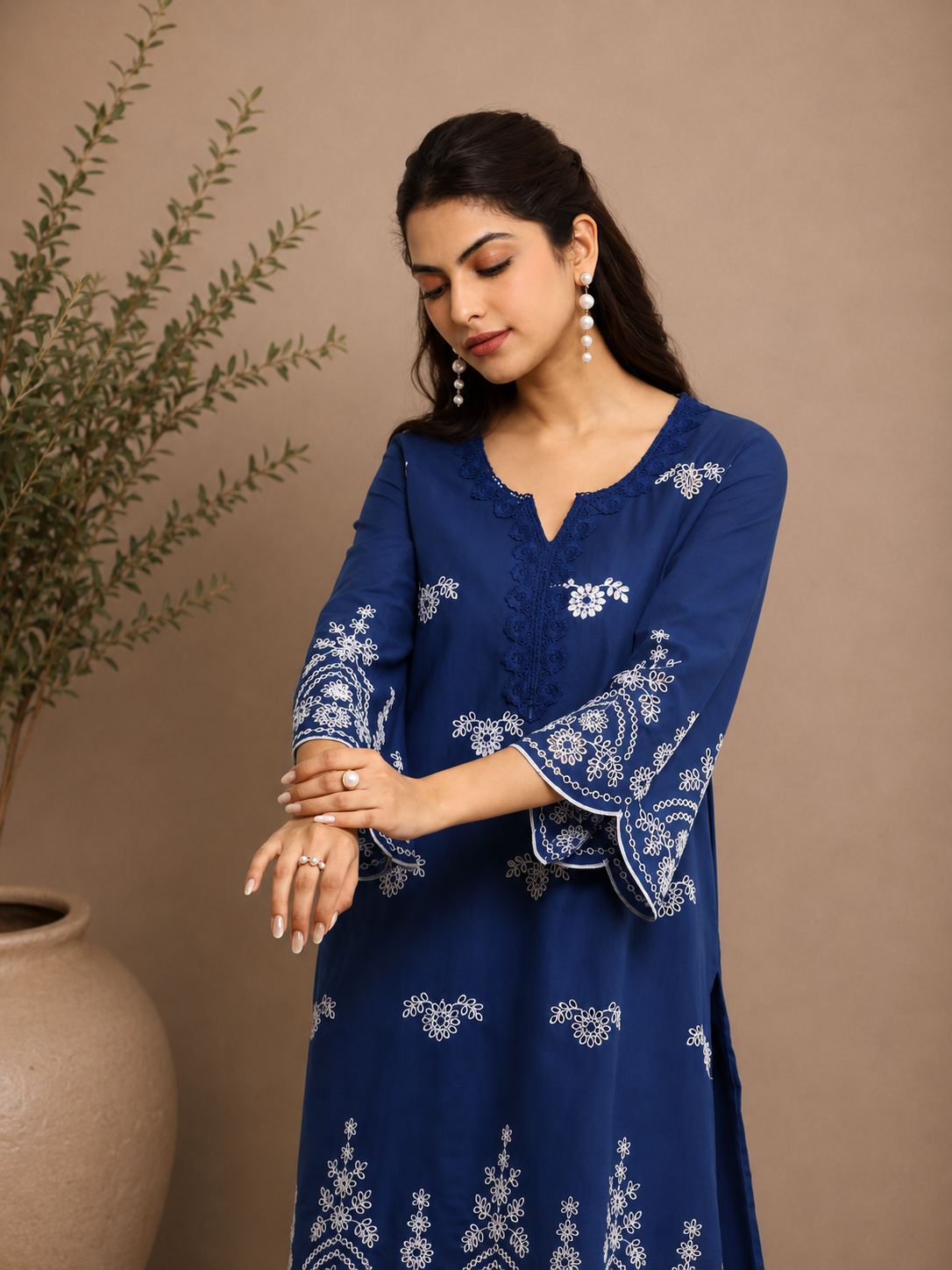 Midnight Noor Embroidered Kurta Set with Organza Dupatta