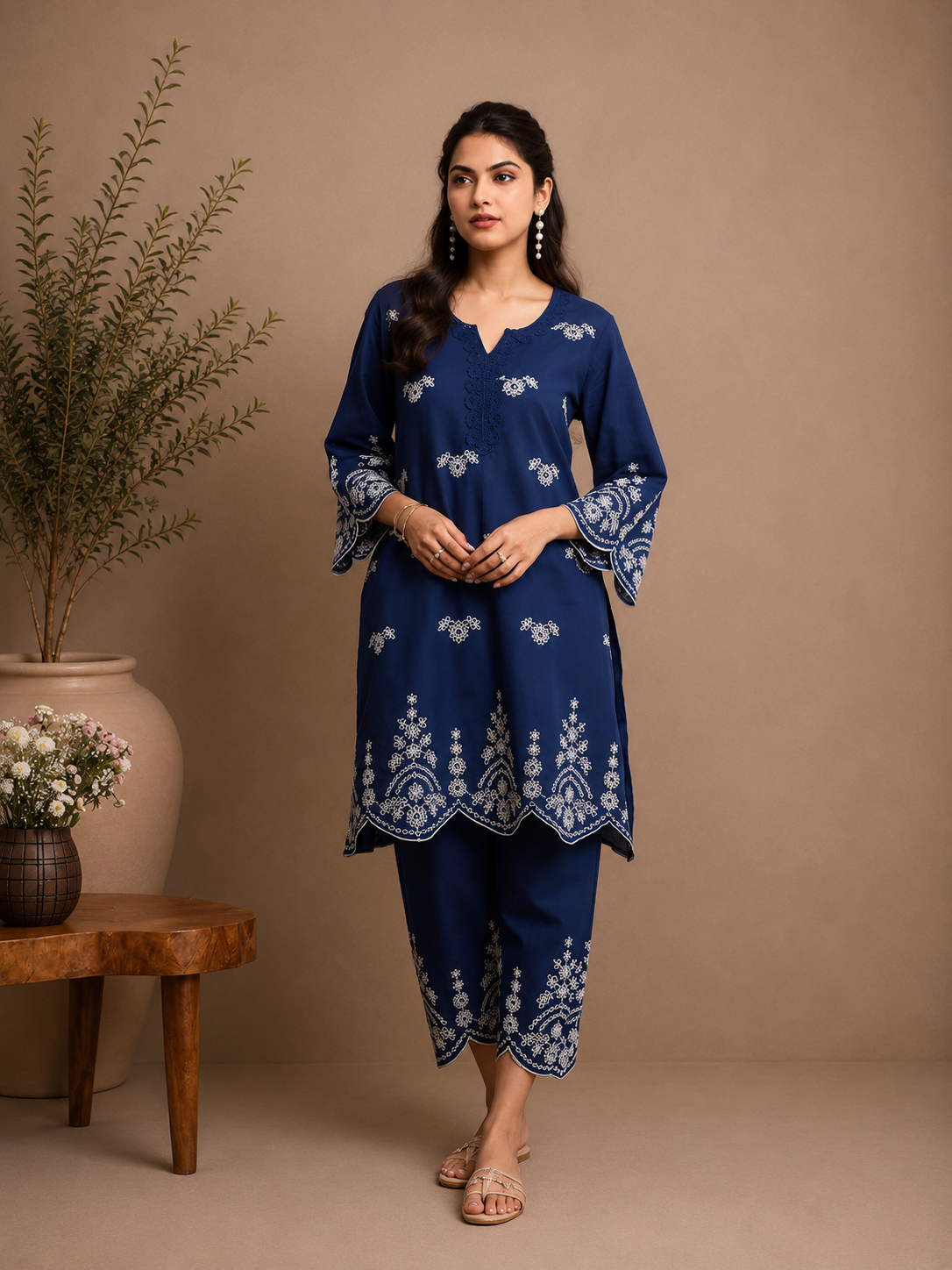 Midnight Noor Embroidered Kurta Set with Organza Dupatta