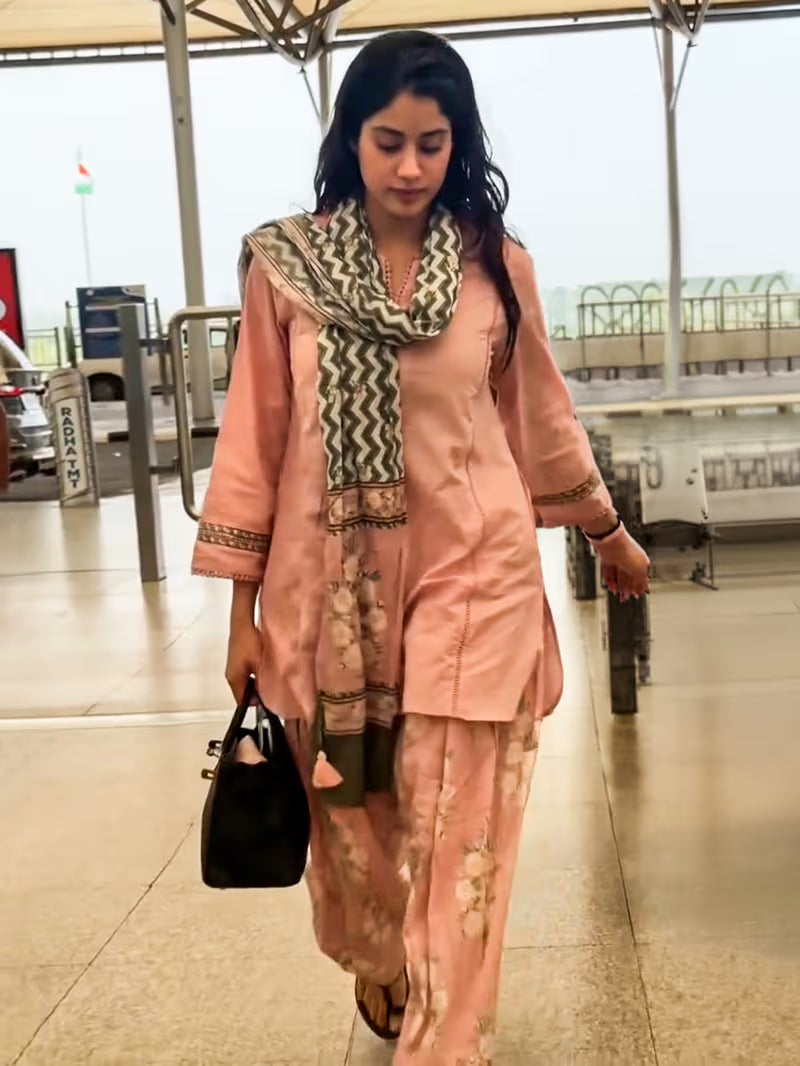 Rosé Meher Floral Kurta Set with Printed Palazzo & Dupatta