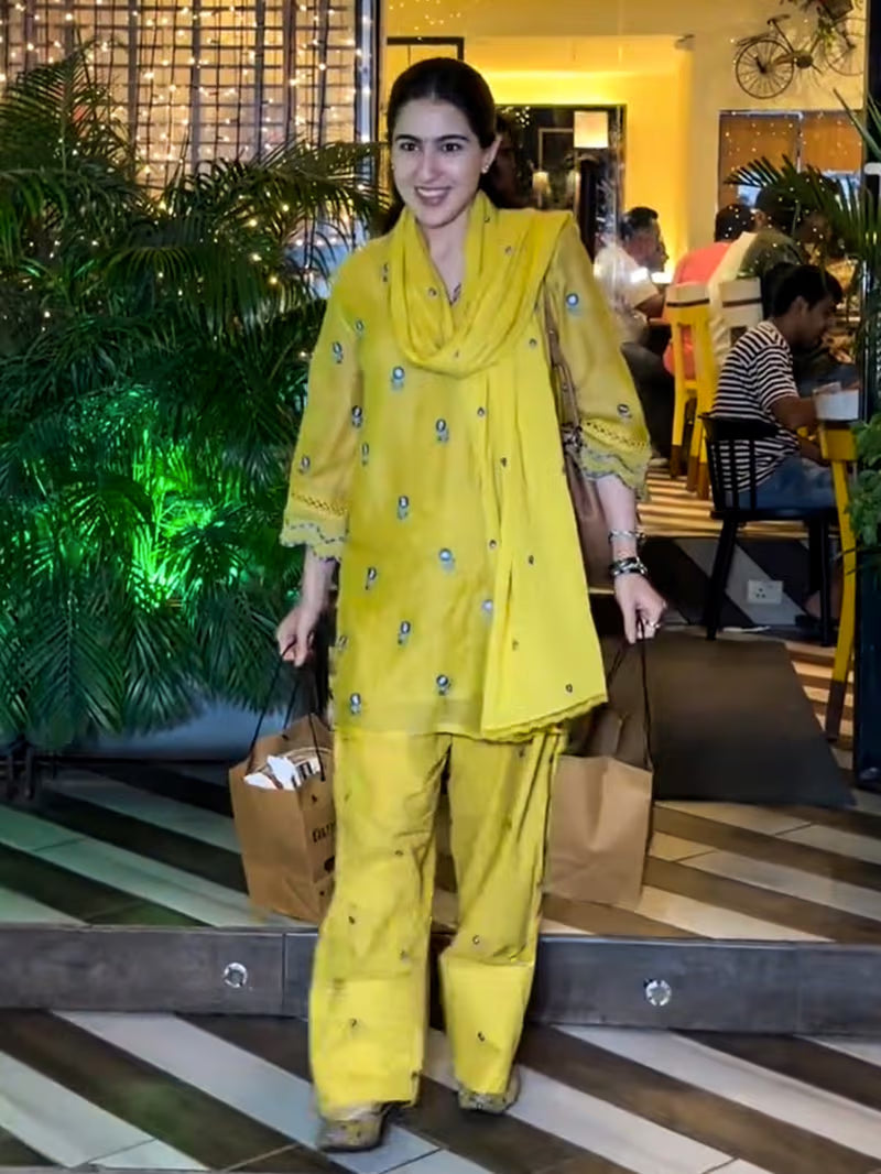 Mustard Yellow Embroidered Kurta Set With Dupatta